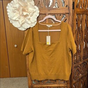 Boden Square Neck Ochre Knitted Top